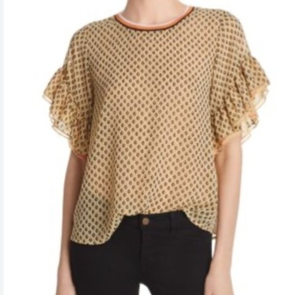 Scotch & Soda Printed Ruffle Sleeve Top